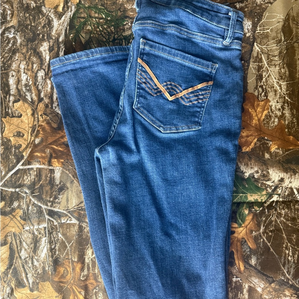 Idyllwind Blue Boot Cut Jeans with Tan Stitching